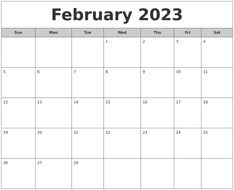 January 2023 Monthly Calendar Printable