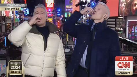 Anderson Cooper and Andy Cohen Down Shots on CNN’s NYE Broadcast