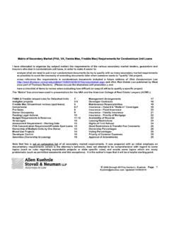 Matrix of Secondary Market (FHA, VA, Fannie Mae, Freddie ... / matrix ...