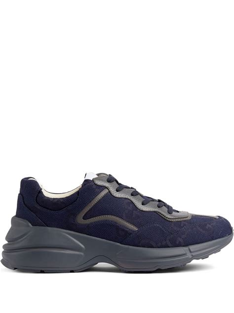 Gucci Men's Rhyton Gg Sneakers In Navy | ModeSens