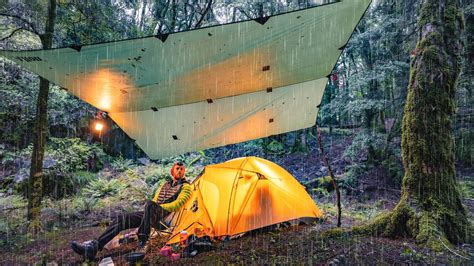 Camping in HEAVY Rain Storm - Tent and Tarp - ASMR. - Get All Camping