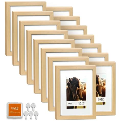 Cavepop 8x10" Natural Wood Picture Frames with Mat to Display 5x7" photo - Set of 15 - Walmart ...