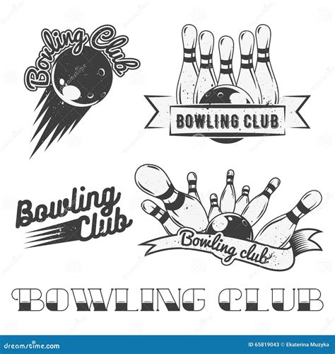 Bowling Club Logo Vector Set In Vintage Style. Labels, Badges And Emblems. Strike, Balls ...