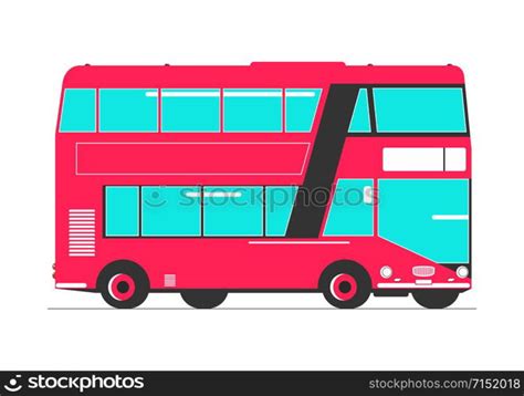 Double decker. Simplified double decker bus. Side view. Flat vector ...