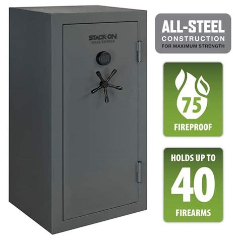 Total Defense 40-Gun Fire/Waterproof Safe with Electronic Lock and Door Storage TD18-40-GP-E-S ...