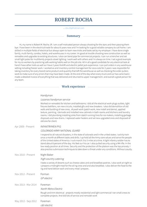 Handyman - Resume Samples and Templates | VisualCV