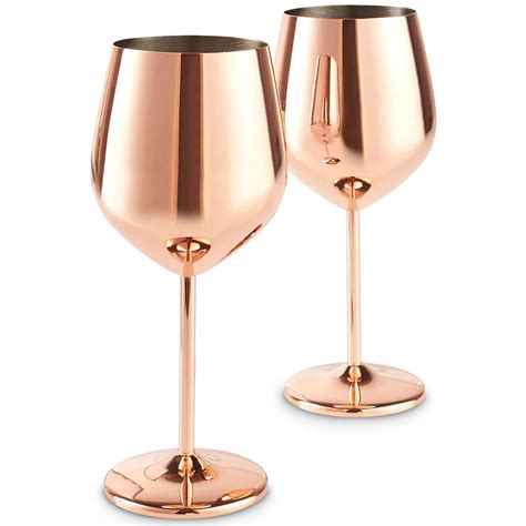 VonShef Copper Stainless Steel Wine Glasses Set | Last-Minute Stocking Stuffers on Amazon ...