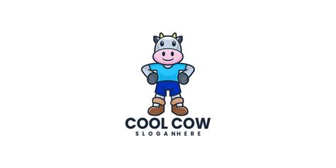 Cool Cow Mascot Cartoon Logo #297250 - TemplateMonster