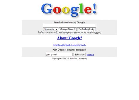 Google in 1998 - Web Design Museum