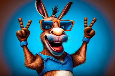 Cartoon Donkey Wearing Sunglasses and Blue Shirt. Generative AI Stock Photo - Image of animal ...