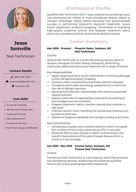 Nail Technician Resume Template