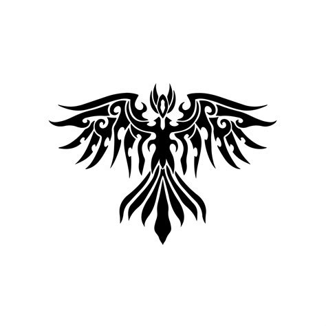 Phoenix Bird Logo. Tribal Tattoo Design. Stencil Vector Illustration ...