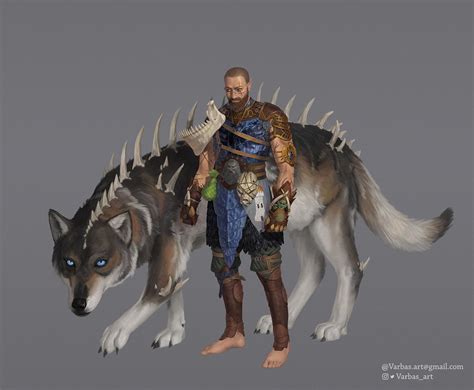 [OC][Art] Character, Half-elf Druid with direwolf companion : r/DnD