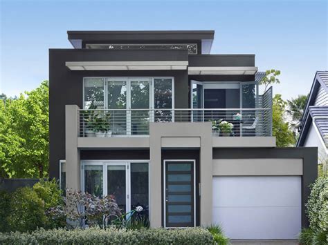 Modern Contemporary Exterior House with Dark Grey Walls and Light Grey Trims with Garden and ...