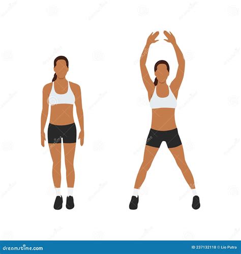 Jumping Jacks Exercise Girl Workout Silhouettes Illustration. Cartoon ...