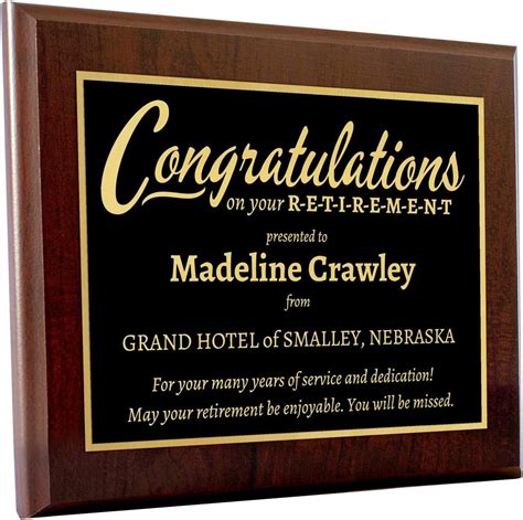 Amazon.com: Personalized 8 x 10" Retirement Plaque - Offered in a Variety of Materials Including ...