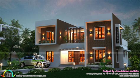 Stunning box type home - Kerala home design and floor plans - 8000+ houses