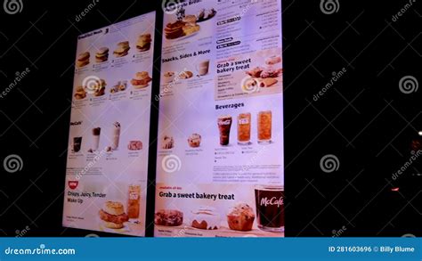 McDonalds Drive Thru Menu Illuminated at Night Breakfast Menu Prices ...