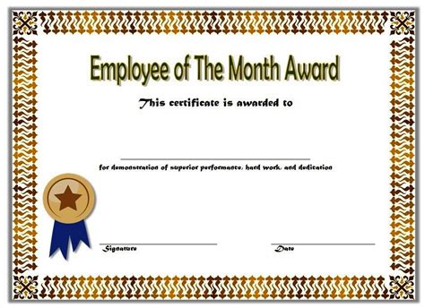 Employee of The Month Award Certificate Template Word FREE 1 | Awards certificates template ...