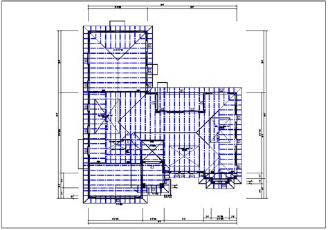 Existing flat roof plan view with foundations of column plan layout detail dwg file - Cadbull