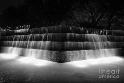 Fort Worth Water Gardens Night BW Photograph by Bee Creek Photography - Tod and Cynthia | Fine ...