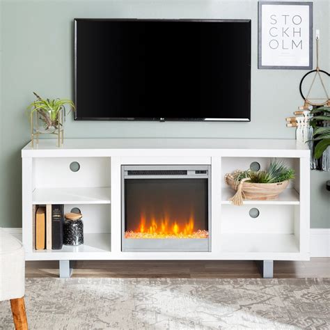 Middlebrook Designs 58-inch Modern Fireplace TV Stand Console with Open Shelving White - Walmart ...