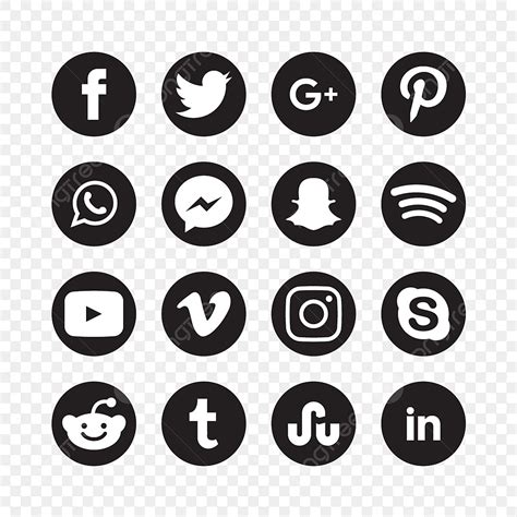 Social Media Black Vector Hd PNG Images, Black And White Circular Social Media Icons, Social ...