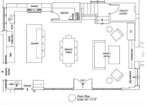 Open Concept Kitchen Family Room Floor Plan. Kitchen Floor Plan. Kitchen Layout Ideas. Open C ...