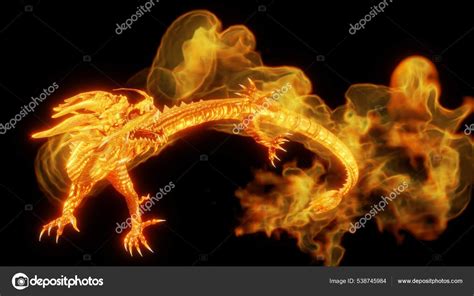 Fire Dragon Black Background Stock Photo by ©anika_3d 538745984