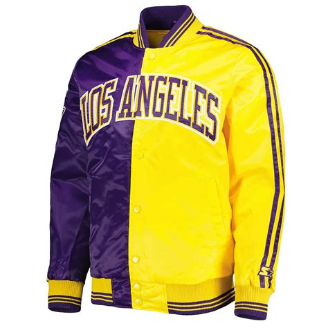 Satin Starter Fast Break Los Angeles Lakers Purple and Gold Jacket - Jackets Masters