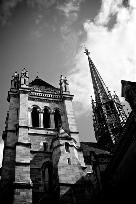 black and white photograph of an old church tower