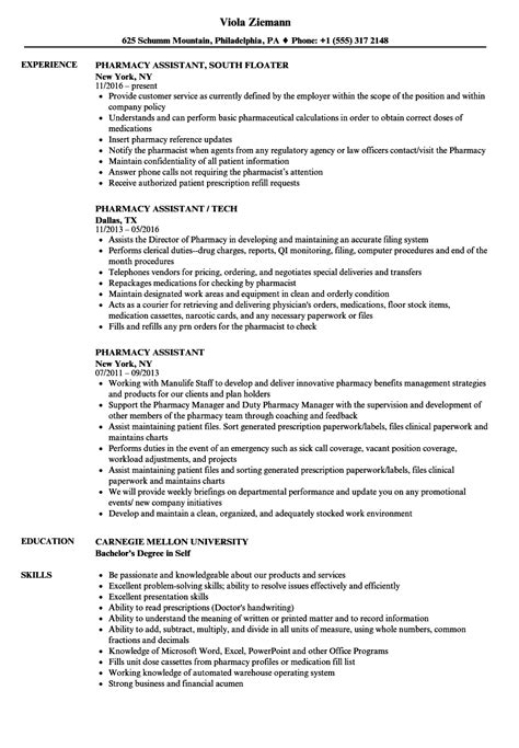 Pharmacy Assistant Resume Samples | Velvet Jobs