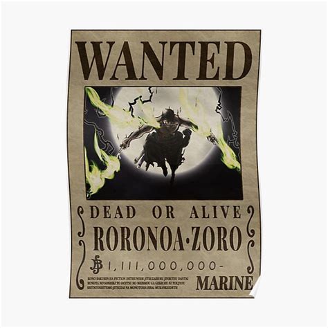 "Roronoa Zoro Bounty One Piece King of Hell" Poster for Sale by OnePieceWanted | Redbubble