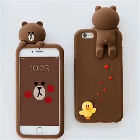 3D Cute Line Brown Bear Phone Cases For iPhone 6 6s plus 7 7plus Soft ...