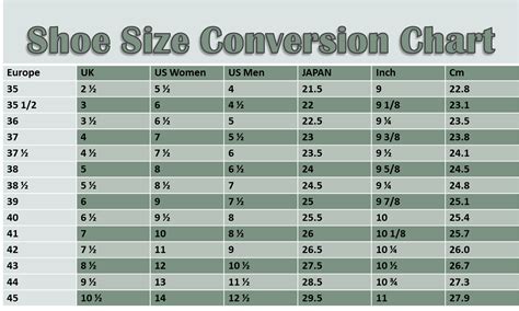 Shoe sizes conversion chart | In our shop in Florence, Italy ...