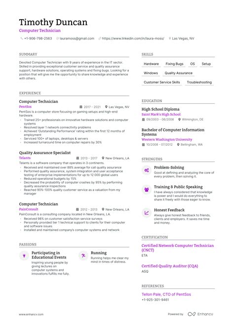 5 Computer Technician Resume Examples & Guide for 2023