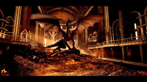 gold, fantasy art, Smaug, The Hobbit, treasure, dragon, HD Wallpaper ...