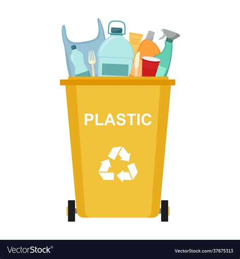 Garbage bin with plastic waste recycling Vector Image