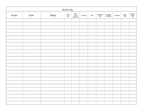 Invoice Log Template