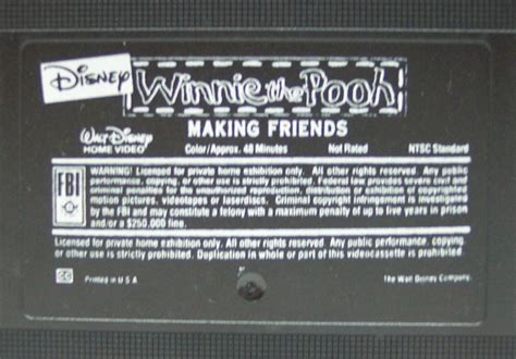 Vintage WINNIE THE POOH MAKING FRIENDS VHS VIDEO WALT DISNEY - VHS Tapes