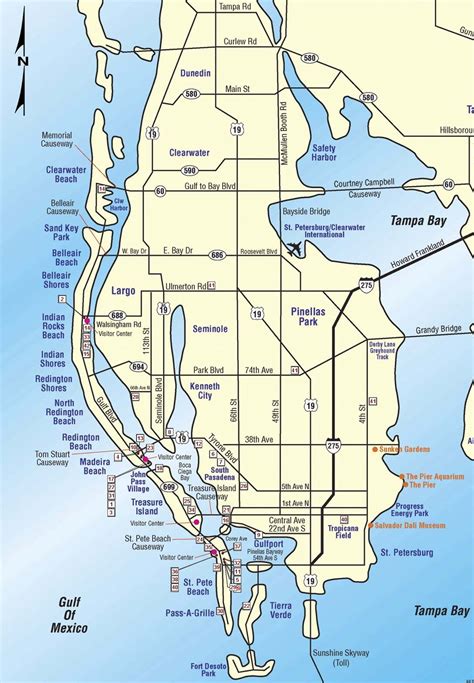 Pinellas County Map Clearwater, St Petersburg, Fl | Travel In 2019 - Belleair Beach Florida Map ...