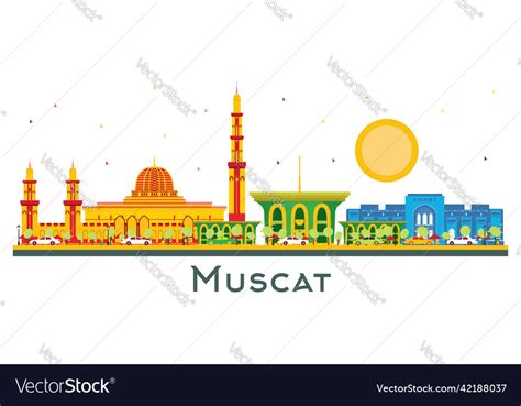 Muscat oman city skyline with color buildings Vector Image