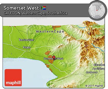 Free Physical 3D Map of Somerset West