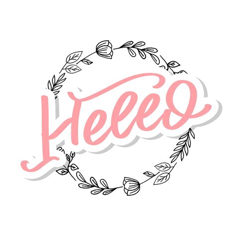 Hello in hand drawn style. Hello world. Lettering design concept. White background. Hand ...