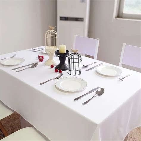 140*180CM Pure White Tablecloth Rectangular Hotel Restaurant Tablecloth ...