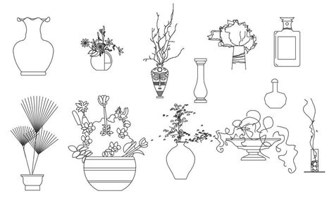 Flower Pot And Vase CAD blocks Elevation Design - Cadbull