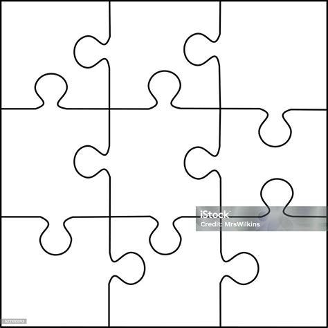 Ilustración de Puzzle Vector De Plantilla De 9 Piezas y más Vectores Libres de Derechos de ...