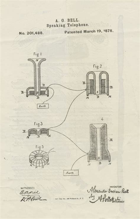 A diagram of Alexander Graham Bell’s speaking telephone, patented March 19, 1878. | DPLA