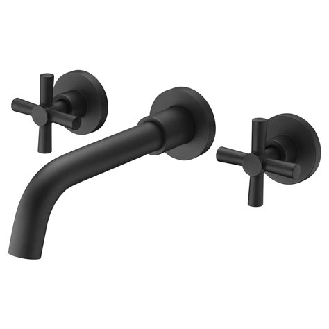 Matte Black Bathroom Faucet,Wall Mount Black Bathroom Faucets and Rough ...