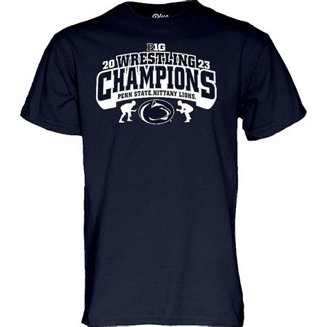 Penn State 2023 Big Ten Wrestling Champions T-Shirt Navy Nittany Lions ...